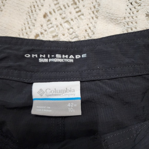 Columbia Omni-Shade Sun Protection Men's Black Size 42 Cargo Shorts Belted Hike - Picture 10 of 12